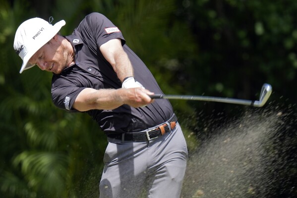 Peter Malnati tees off on the third hole during the final round of the Valspar Championship golf tournament Sunday, March 24, 2024, at Innisbrook in Palm Harbor, Fla. (AP Photo/Chris O'Meara)