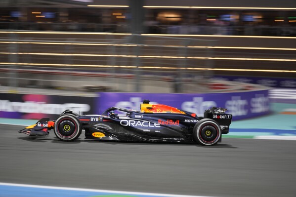 Red Bull driver Max Verstappen of the Netherlands steers his car during the Formula One Saudi Arabian Grand Prix at the Jeddah Corniche Circuit, in Jedda, Saudi Arabia, Saturday, March 9, 2024. (AP Photo/Darko Bandic)