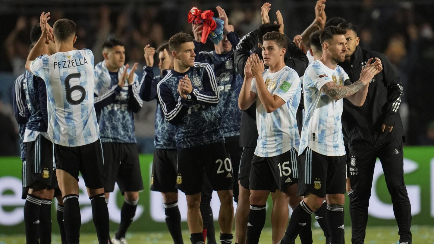 Venezuela players celebrate at the end of a South America U-20