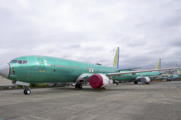 Boeing 737 MAX airliners are pictured at the company's factory on Thursday, Sept. 12, 2024, in Renton, Wash. (AP Photo/Stephen Brashear, File)