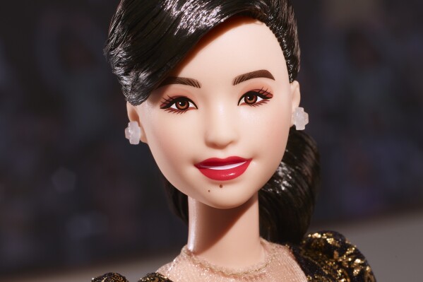 This image provided by Mattel in April 2024 shows the company's Kristi Yamaguchi Barbie doll. Yamaguchi became the first Asian American to win an individual gold medal for figure skating at the 1992 Winter Olympics. (Mattel via Ǻ)