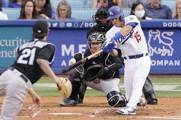 Los Angeles Dodgers catcher Austin Barnes, left, and relief