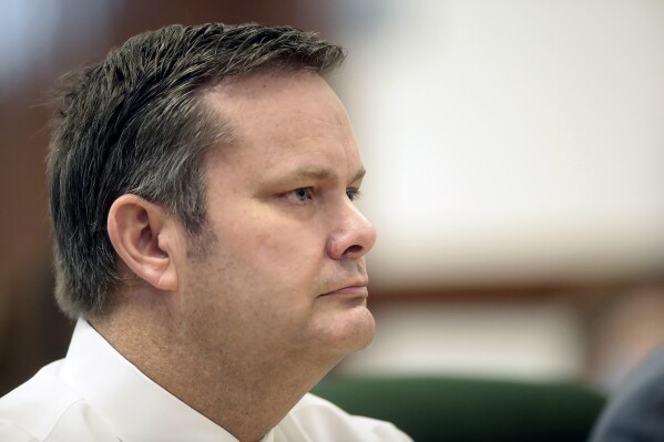 FILE - Chad Daybell sits during a court hearing, Aug. 4, 2020, in St. Anthony, Idaho. The trial of Daybell, who is charged with the deaths of his wife and his girlfriend's two youngest children, is set to begin in Idaho on Monday, April 1, 2024, serving as a second act in a bizarre case that has drawn worldwide attention and already resulted in a life sentence for the kids' mother. (John Roark/The Idaho Post-Register via AP, Pool, File)