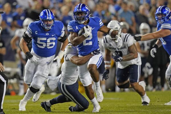 October 08, 2022: A detailed look at the Notre Dame Shamrock Series jersey  during NCAA football game action between the BYU Cougars and the Notre Dame  Fighting Irish at Allegiant Stadium in