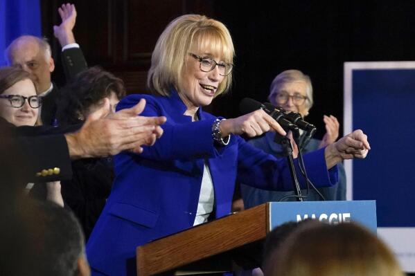 Sen. Maggie Hassan, D-N.H., speaks during an election night campaign event Tuesday, Nov. 8, 2022, in Manchester, N.H. (AP Photo/Charles Krupa)