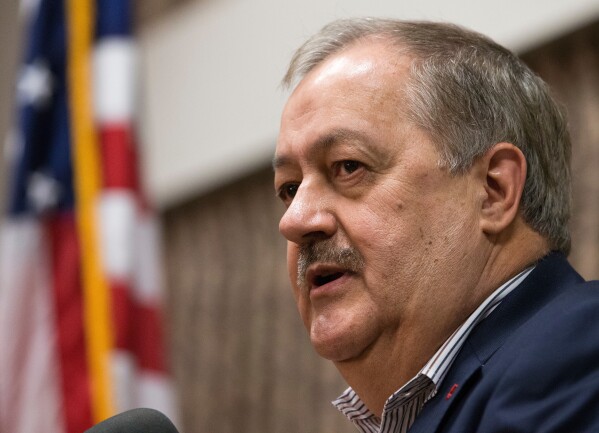 FILE - Former Massey CEO and West Virginia Republican Senatorial candidate, Don Blankenship, speaks during a town hall to kick off his campaign in Logan, W.Va., Jan. 18, 2018. Blankenship filed paperwork Friday, Jan. 26, 2024, to run for the seat being vacated by West Virginia Sen. Joe Manchin, this time as a Democrat. (AP Photo/Steve Helber, File)