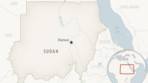 Dies ist eine Lagekarte des Sudan mit seiner Hauptstadt Khartum.  (AP-Foto)