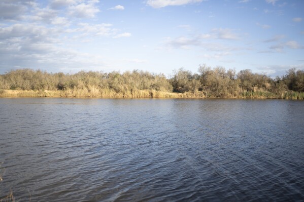 The Moulouya River is visible in Nador, Morocco, Friday, March 8, 2024. (AP Photo/Mosa'ab Elshamy)