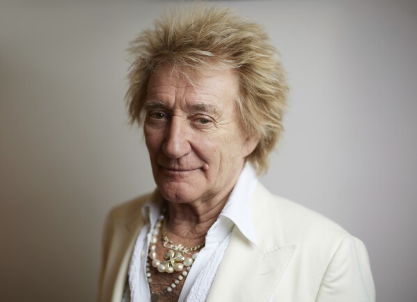 Rod Stewart poses for a portrait on Tuesday, Feb. 7, 2024, in New York. (Photo by Matt Licari/Invision/AP)