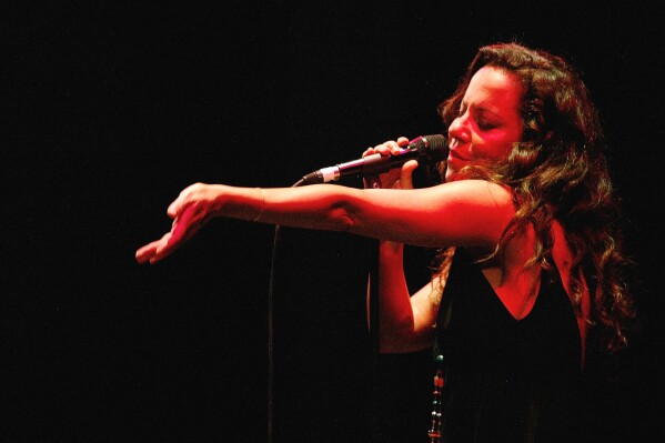 File - Brazil's Bebel Gilberto performs at the Diana theatre in Guadalajara, Mexico, May 31, 2006. The New York-born Brazilian singer has released “João,” an album in tribute to her late father, the bossa nova giant João Gilberto. (AP Photo/Guillermo Arias, File)