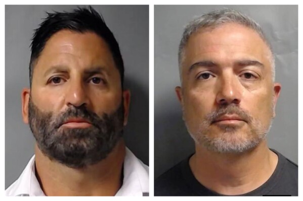 FILE - This combination of photos provided by the U.S. Attorney's Office in the Southern District of New York on Oct. 26, 2023, shows John Costanzo Jr., left, and Manny Recio. The U.S. Attorney's Office in Manhattan filed court papers Monday, Jan. 22, 2024, accusing the lawyers of bankrolling the scheme and asking a judge to allow prosecutors to review nearly 1,000 emails, text messages and recordings of protected phone calls between the attorneys and Manny Recio, a former DEA agent who later worked for the attorneys as a private investigator. (U.S. Attorney's Office via AP)