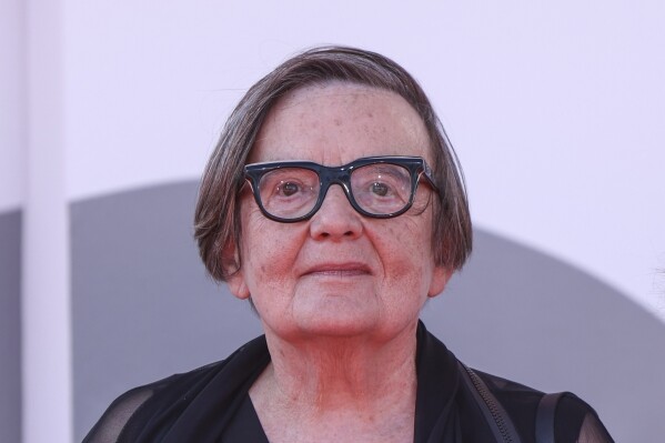 Director Agnieszka Holland poses for photographers upon arrival for the premiere of the film 'Green Border' during the 80th edition of the Venice Film Festival in Venice, Italy, on Tuesday, Sept. 5, 2023. (Photo by Vianney Le Caer/Invision/AP)