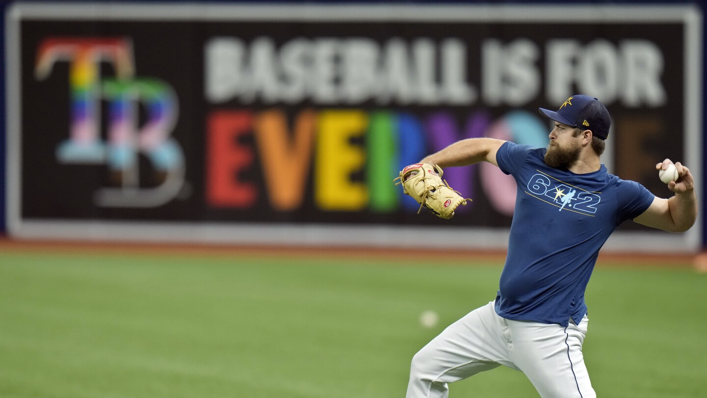 Every player and umpire wore rainbow logos for Dodgers Pride Night