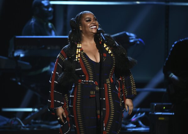 CORRECTS TO SATURDAY, INSTEAD OF FRIDAY Jill Scott performs on stage at the 51st NAACP Image Awards at the Pasadena Civic Auditorium on Saturday, Feb. 22, 2020, in Pasadena, Calif. (AP Photo/Chris Pizzello)