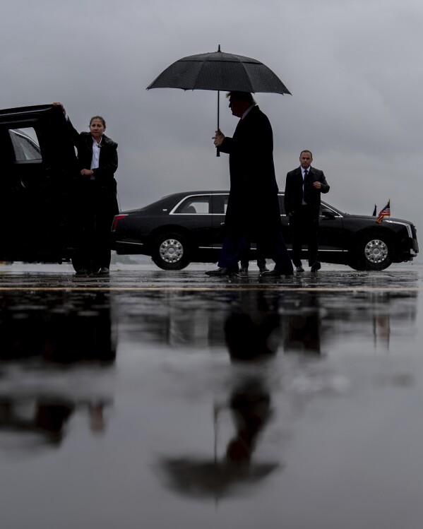 President Donald Trump arrives on Air Force One at Allegheny County Airport, May 30, 2025, in West Mifflin, Pennsylvania. (AP Photo/Julia Demaree Nikhinson)