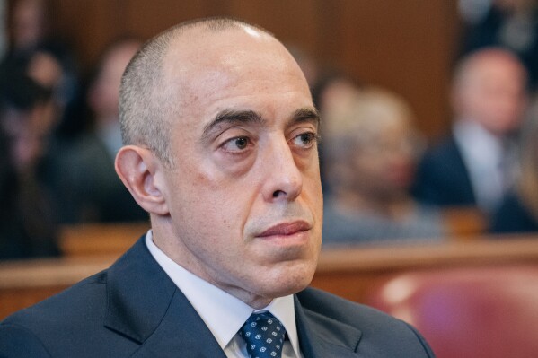 Emil Bove, attorney for then former President Donald Trump, attends Manhattan criminal court during Trump's sentencing in the hush money case in New York, Jan. 10, 2025. (Jeenah Moon/Bloomberg via AP, File)