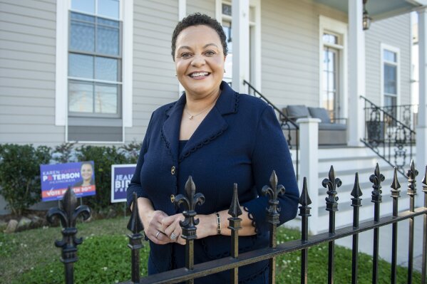 State Sen. Karen Carter Peterson poses outsider her home in New Orleans on Wednesday, March 3, 2021. Peterson is running for Louisiana's 2nd Congressional District seat which was vacated by Cedric Richmond after he left to be part of President Joe Biden's administration.(Chris Granger/The Times-Picayune/The New Orleans Advocate via AP)