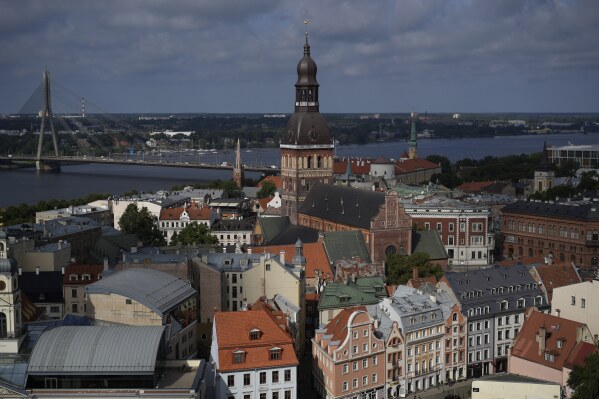 A view of Riga, Latvia, Sept. 5, 2023. Latvia's government has extended restrictions on the entry of Russian citizens into the Baltic country until next year, citing Moscow's full-scale invasion of Ukraine which officials say is "still posing a threat to the internal security of Latvia." (AP Photo/Pavel Golovkin)