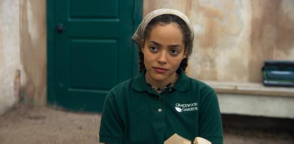 This image released by Magnolia Pictures shows Quintessa Swindell in a scene from "Master Gardener." (Magnolia Pictures via AP)
