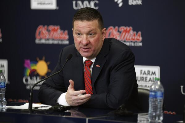 Chris Beard speaks at a press conference after being announced as the new Mississippi head basketball coach, Tuesday, March 14, 2023 in Oxford, Miss. (AP Photo/Bruce Newman)