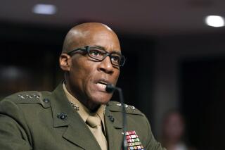 FILE - Lt. Gen. Michael Langley speaks during a Senate Armed Services hearing to examine the nominations at the Capitol Hill, on July 21, 2022, in Washington. Langley was promoted to The Marine Corps' first African American four-star general during a ceremony Saturday, Aug. 6, at Marine Corps Barracks Washington. (AP Photo/Mariam Zuhaib, File)