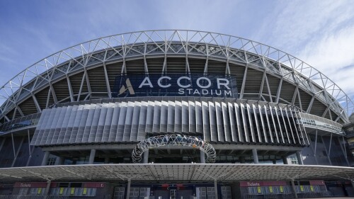 Accor Stadium in Sydney, Australia, Wednesday, May 31, 2023. The Sydney Olympic Stadium will host FIFA Women's World Cup matches later in 2023 with the opening game in Australia on July 17 and the final on August 20. (AP Photo/Mark Baker)