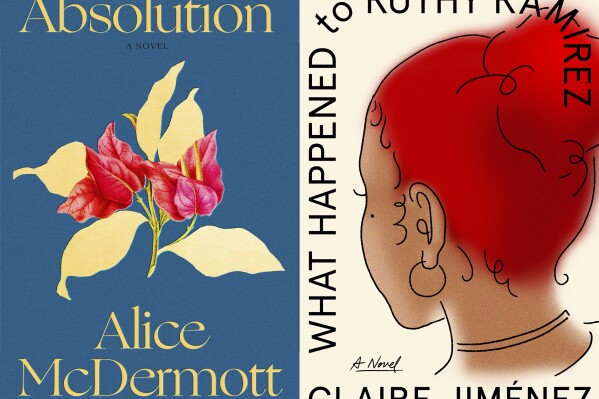 This combination of cover images shows "Absolution" by Alice McDermott, left, and "What Happened to Ruthy Ramirez" by Claire Jimenez. (Farrar, Straus and Giroux via AP, left, and Grand Central Publishing via AP)