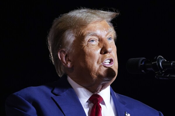 Former President Donald Trump speaks at a campaign rally in Hialeah, Fla., Wednesday, Nov. 8, 2023. (AP Photo/Lynne Sladky)