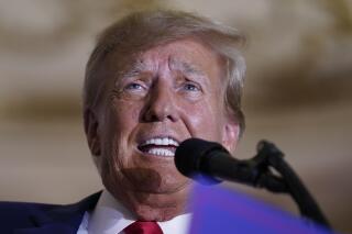 Former President Donald Trump speaks at his Mar-a-Lago estate Tuesday, April 4, 2023, in Palm Beach, Fla., after being arraigned earlier in the day in New York City. (AP Photo/Evan Vucci)