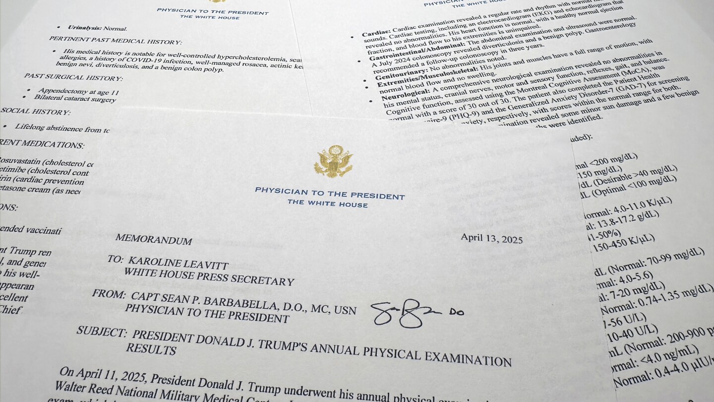 Trump is 'fully fit' to serve as commander in chief, his doctor says after recent physical