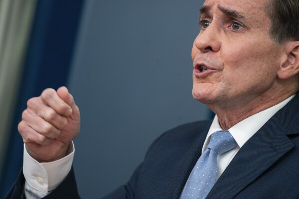 National Security Council spokesman John Kirby speaks during a press briefing at the White House, Tuesday, Oct. 3, 2023, in Washington. (AP Photo/Evan Vucci)