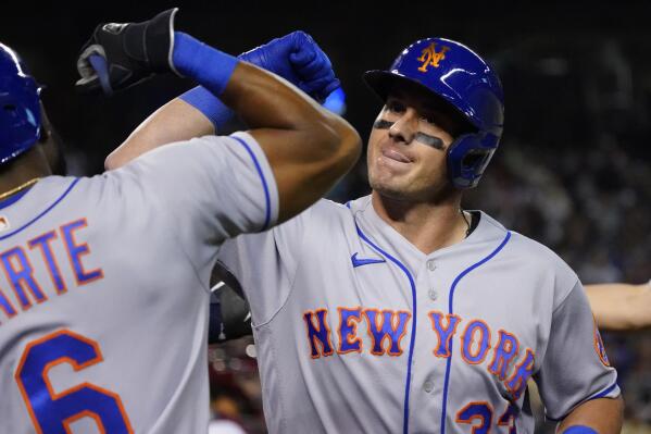 New York Mets Starling Marte hitting a one run homer in the bottom