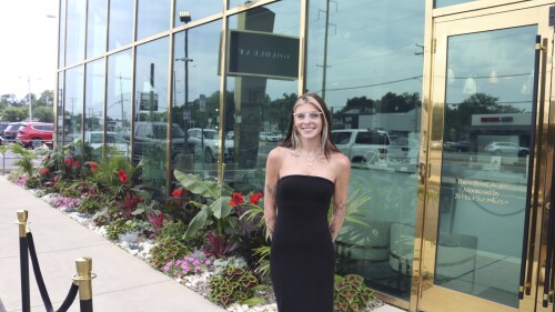 Brianna Anderson, marketing manager at Gold Leaf Maryland, stands in front of the Gold Leaf store in Annapolis, Md., on Monday, June 26, 2023. Stores in Maryland can begin selling recreational cannabis on Saturday, July 1. (AP Photo/Brian Witte)