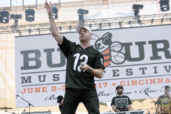 FILE - Mike Stud performs at the Bunbury Music Festival in Cincinnati on June 2, 2017. Stud, whose given name is Mike Seander, and major league baseball player Marcus Stroman were both pitchers for Duke University. (Photo by Amy Harris/Invision/AP, File)