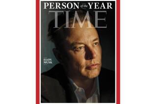 This photo provided by Time magazine shows Elon Musk on the cover of the magazine's Dec. 27 - Jan 3 double issue announcing Musk as their 2021 "Person of the Year." (Time via AP)
