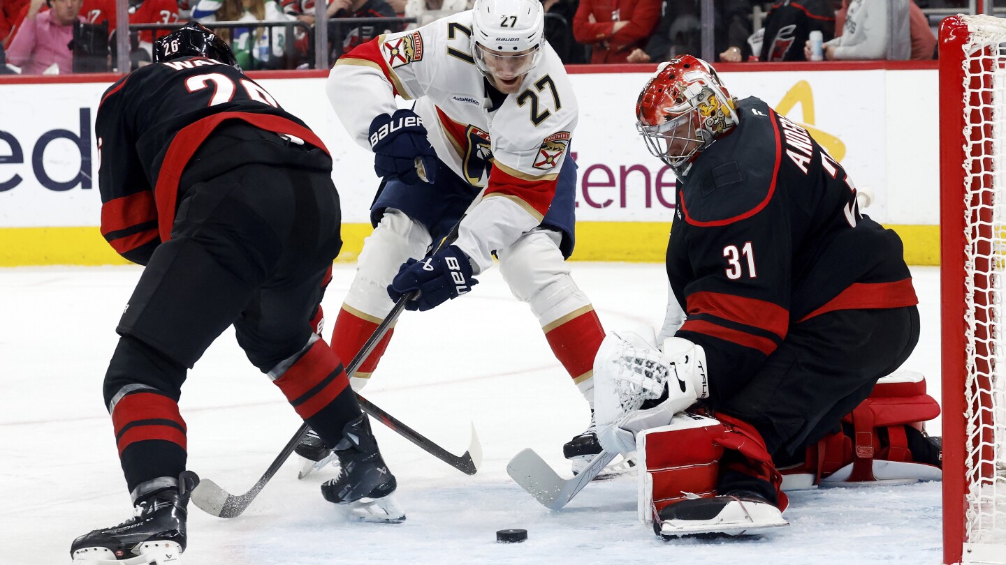 Panthers lose Eetu Luostarinen to game misconduct penalty after boarding Carolina’s Jackson Blake
