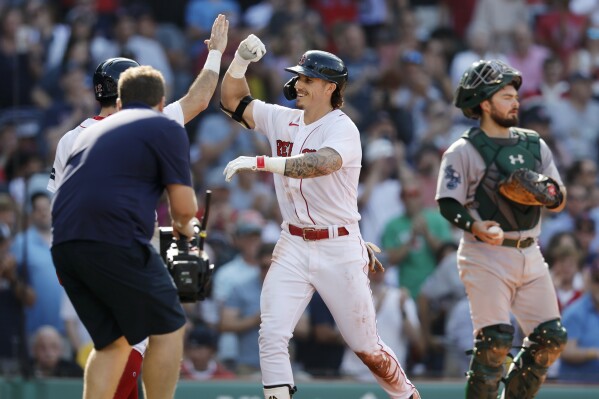 The Recorder - A's hit 3 two-run homers to beat the Red Sox 6-5