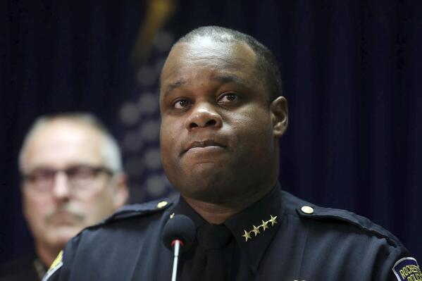 FILE - Rochester Police Department Chief La'Ron Singletary speaks to the media during a news conference in Rochester, NY, Nov. 4, 2019. Singletary, who was fired over his department's handling of last year's suffocation death of Daniel Prude, announced Thursday, Nov. 4, 2021, he is running for Congress. (Tina MacIntyre-Yee/Democrat & Chronicle via AP, File)