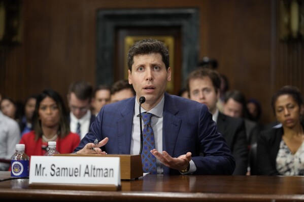 FILE - OpenAI CEO Sam Altman speaks before a Senate Judiciary Subcommittee on Privacy, Technology and the Law hearing on artificial intelligence, May 16, 2023, on Capitol Hill in Washington. ChatGPT maker OpenAI has outlined a plan, spelled out in a blog post on Monday, Jan. 15, 2024, to prevent its tools from being used to spread election misinformation as voters in more than 50 countries around the world prepare to vote in national elections in 2024. (APPhoto/Patrick Semansky, File)