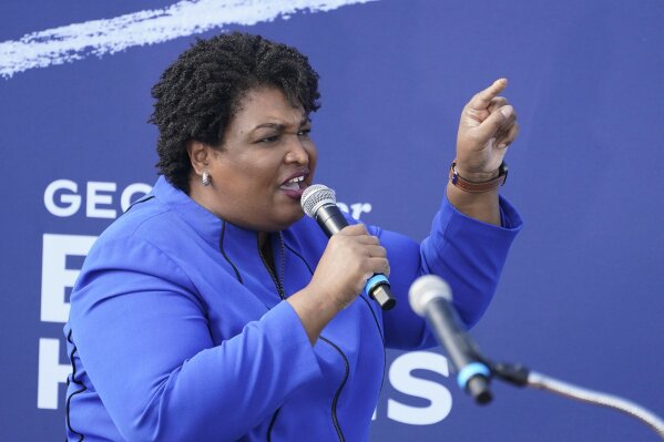 In this Nov. 1, 2020, photo, former candidate for Georgia Governor Stacey Abrams speaks during a rally for then=Democratic vice presidential candidate Sen. Kamala Harris, D-Calif., in Duluth, Ga. (AP Photo/John Bazemore)