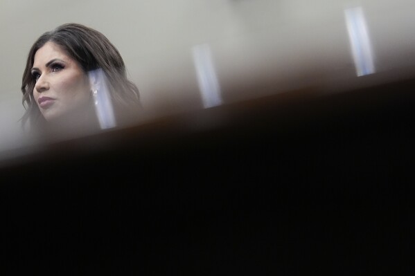 Homeland Security Secretary Kristi Noem listens to members speak during a House Appropriations Subcommittee on Homeland Security oversight hearing, Tuesday, May 6, 2025, on Capitol Hill in Washington. (AP Photo/Julia Demaree Nikhinson)