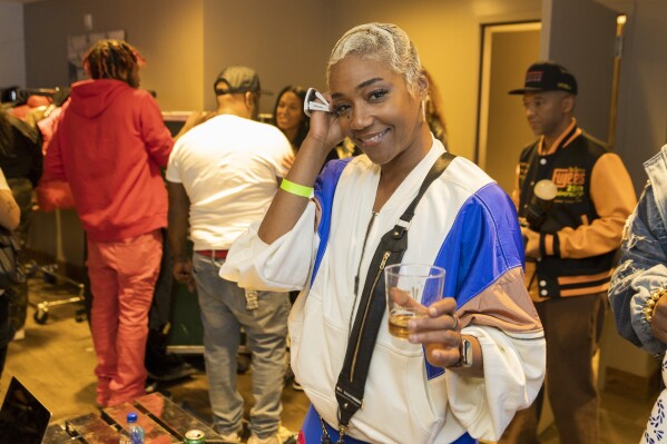 Tiffany Hadish poses backstage during "The Miseducation of Lauryn Hill" 25th anniversary tour on Sunday, Nov. 5, 2023, at the Kia Forum in Inglewood, Calif. (Photo by Willy Sanjuan/Invision/AP)