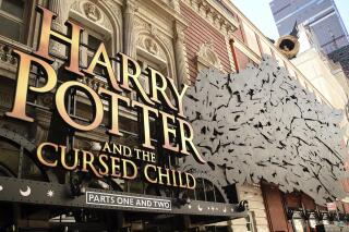 FILE- A sign for "Harry Potter and the Cursed Child" hangs at the Broadway opening at the Lyric Theatre on Sunday, April 22, 2018, in New York. The actor playing Harry Potter has been fired from the Broadway production following a complaint by a co-star about his conduct. Producers said Sunday night, Jan. 23, 2022, that after an independent investigation of the incident that they decided to terminate the contract of James Snyder.  (Photo by Evan Agostini/Invision/AP, File)
