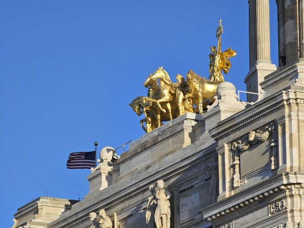 Morning light strikes the Minnesota State Capitol in St. Paul on Wednesday, March 20, 2024. The Minnesota Legislature returns from its Easter break on Tuesday with lots of bills in the pipeline. They include a myriad of low-profile proposals but several high-profile pieces of legislation are in the mix, ranging from cannabis and sports betting, to rights for trans people, to maintaining the state's roads and bridges. (AP Photo/Steve Karnowski)