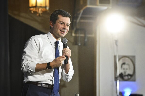 Democratic presidential candidate and Mayor of South Bend, Ind., Pete Buttigieg speaks during a campaign stop at the Danceland Ballroom Saturday, Dec. 7, 2019, in Davenport. (Meg McLaughlin/The Dispatch - The Rock Island Argus via AP)