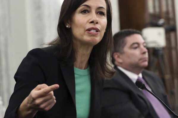 FILE - Jessica Rosenworcel, a Federal Communications Commission commissioner, speaks during hearing on Capitol Hill in Washington, June 24, 2020. The Federal Communications Commission is outlawing robocalls that contain voices generated by artificial intelligence. The decision sends a clear message that exploiting the technology to scam people and mislead voters won’t be tolerated. (Alex Wong/Pool via AP, File)