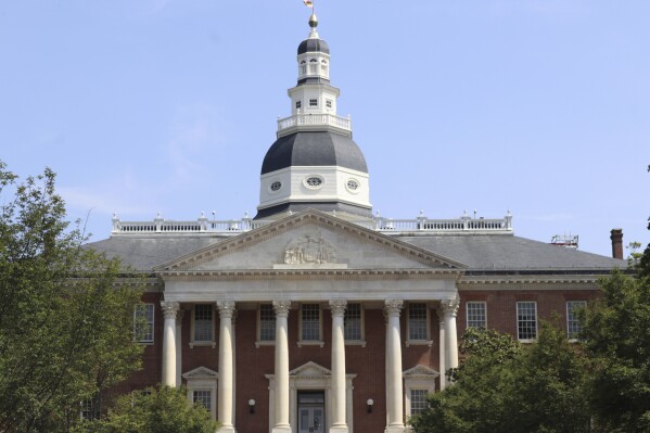A flag stand atop the Maryland State House on May 11, 2023, in Annapolis, Md. . (AP Photo/Brian Witte, File)