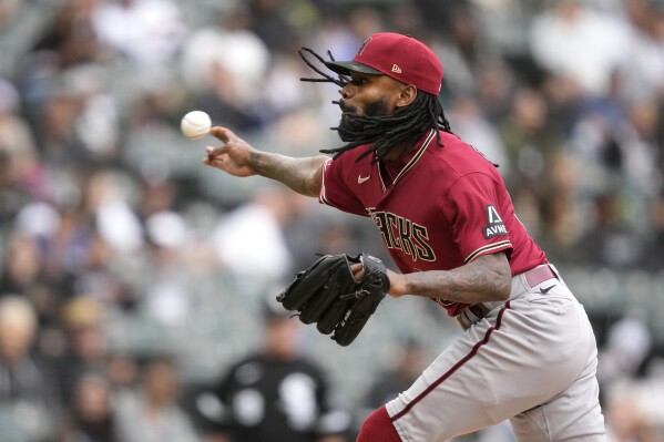 This is a 2023 photo of Arizona Diamondbacks relief pitcher Miguel