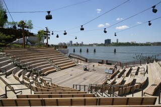 FILE - The amphitheater at Little Island appears in New York on May 18, 2021. The 700-seat amphitheater will open June 6 with Twyla Tharp’s “How Long Blues” in the choreographer’s first full-length work in a decade. (AP Photo/Kathy Willens, File)