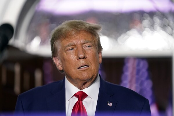 FILE - Former President Donald Trump speaks at Trump National Golf Club in Bedminster, N.J., June 13, 2023, after pleading not guilty in a Miami courtroom earlier in the day to mishandling classified documents. (AP Photo/Andrew Harnik, File)